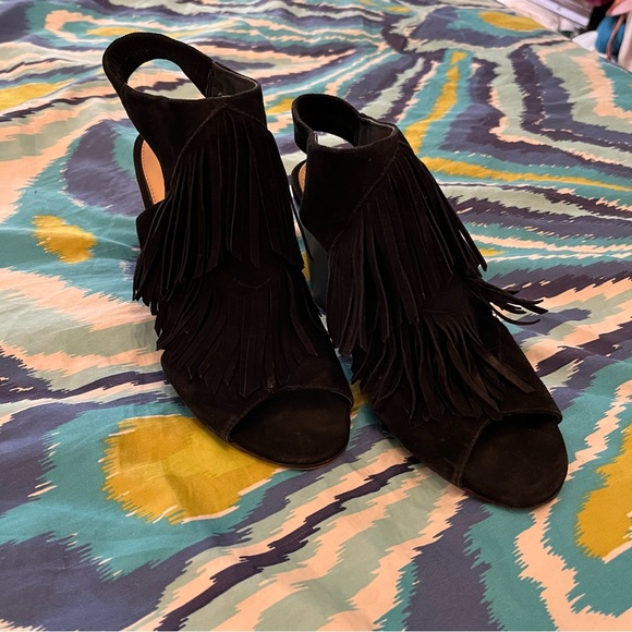 Suede Fringe Heels - Picture 3 of 8